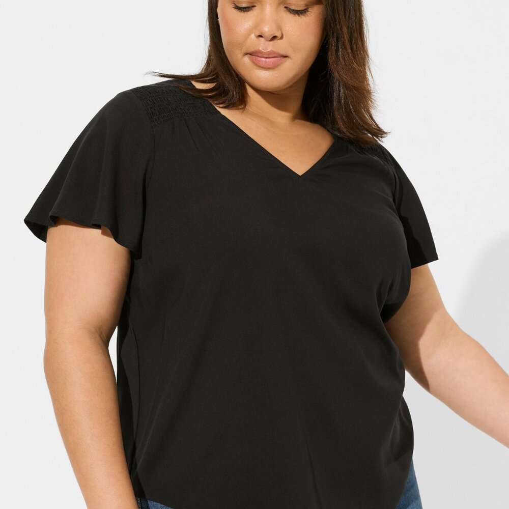 TORRID Harper Flutter Sleeve Blouse Black